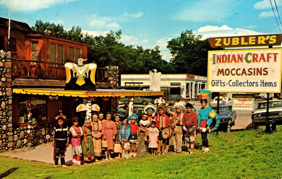 Zublers Indian Craft Shop - Vintage Postcard